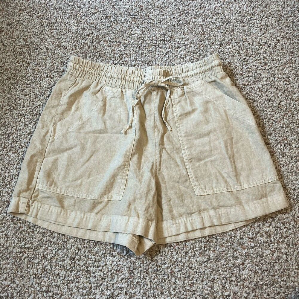 Universal Thread Women Linen Blend High Waisted Shorts Size XS Khaki Tan Pull On